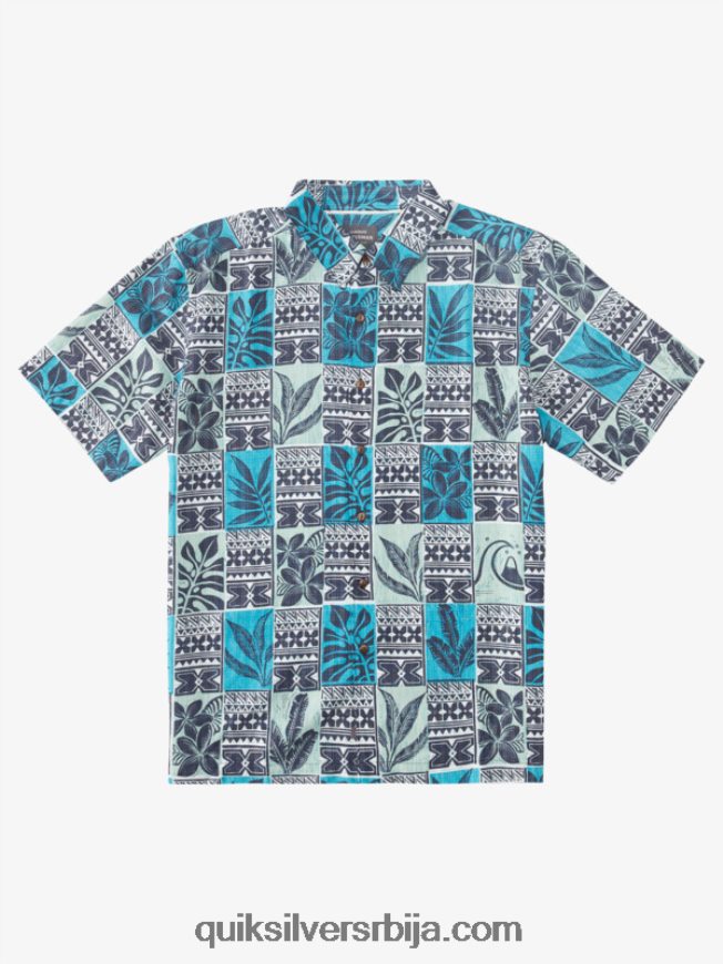мушкарци Quiksilver Ватерман лист кутије хавајска кошуља плаве тиркизне кутије за листове Z824VN915
