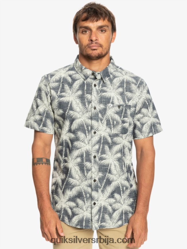 мушкарци Quiksilver краткотрајна кошуља кратких рукава морнарички пролазни тренутак Z824VN995