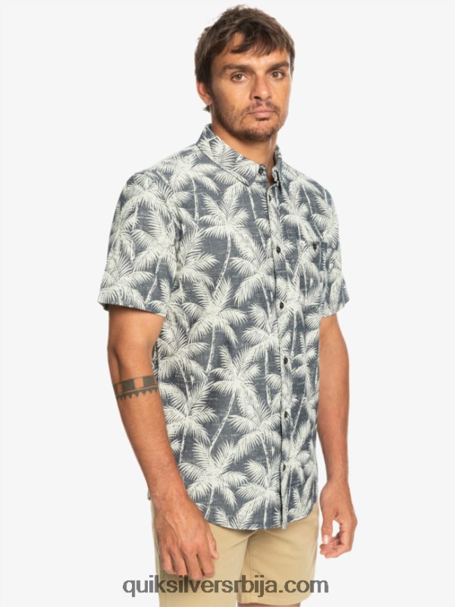 мушкарци Quiksilver краткотрајна кошуља кратких рукава морнарички пролазни тренутак Z824VN995