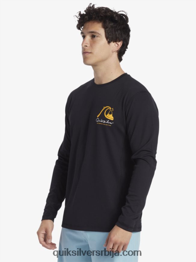 мушкарци Quiksilver Ватерман бамбоо цхецк 2 упф 50 мајица са дугим рукавима за сурфовање црн Z824VN261