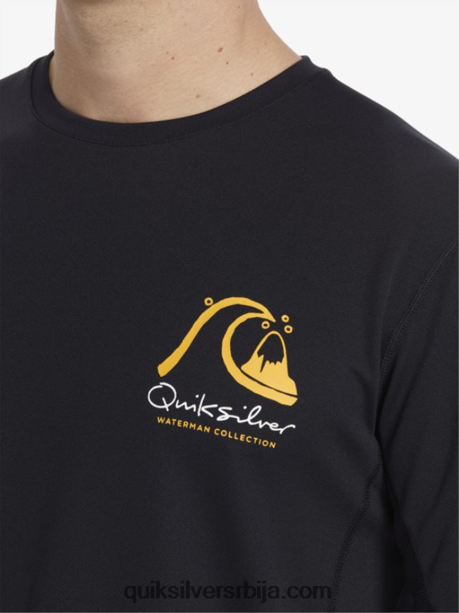мушкарци Quiksilver Ватерман бамбоо цхецк 2 упф 50 мајица са дугим рукавима за сурфовање црн Z824VN261