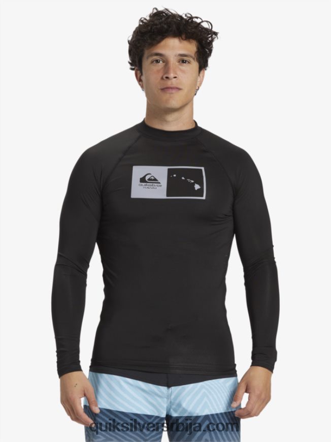 мушкарци Quiksilver Хаваии дубл довн упф 50 мајица за сурфовање дугих рукава црн Z824VN1105
