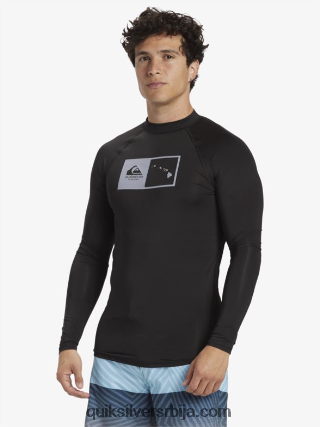 мушкарци Quiksilver Хаваии дубл довн упф 50 мајица за сурфовање дугих рукава црн Z824VN1105