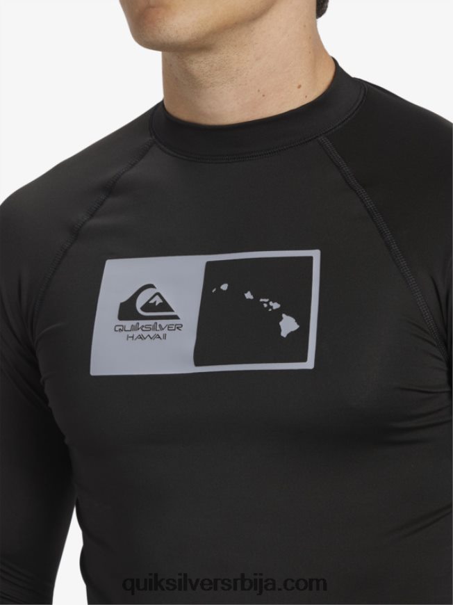 мушкарци Quiksilver Хаваии дубл довн упф 50 мајица за сурфовање дугих рукава црн Z824VN1105