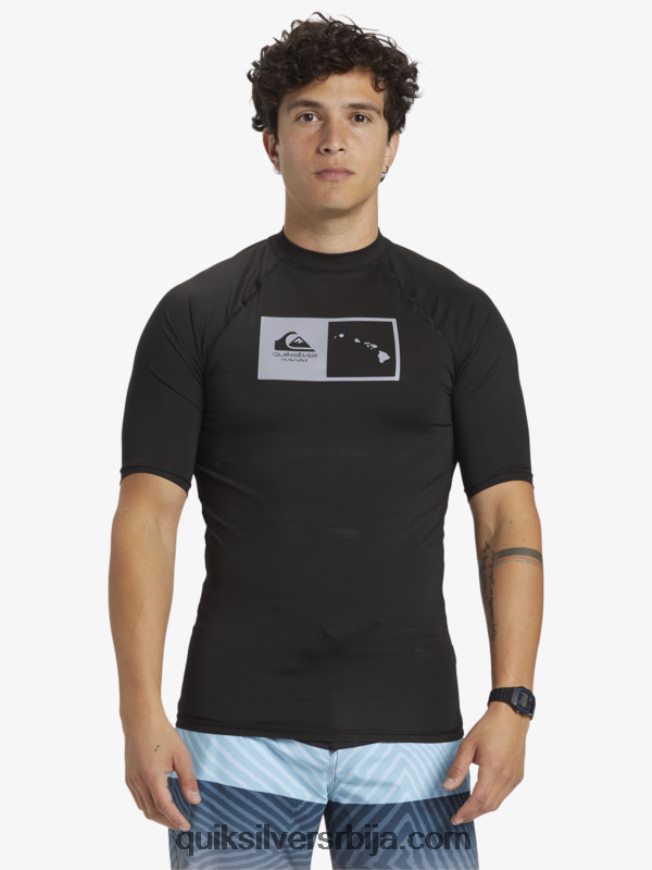 мушкарци Quiksilver Хаваии дубл довн упф 50 мајица кратких рукава за сурфовање црн Z824VN1170