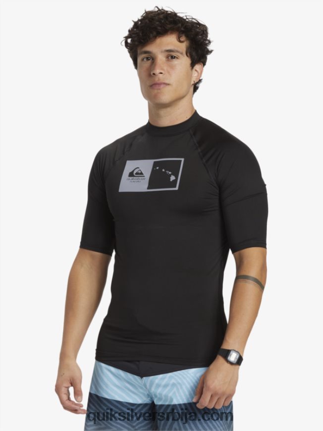 мушкарци Quiksilver Хаваии дубл довн упф 50 мајица кратких рукава за сурфовање црн Z824VN1170