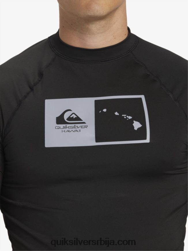 мушкарци Quiksilver Хаваии дубл довн упф 50 мајица кратких рукава за сурфовање црн Z824VN1170
