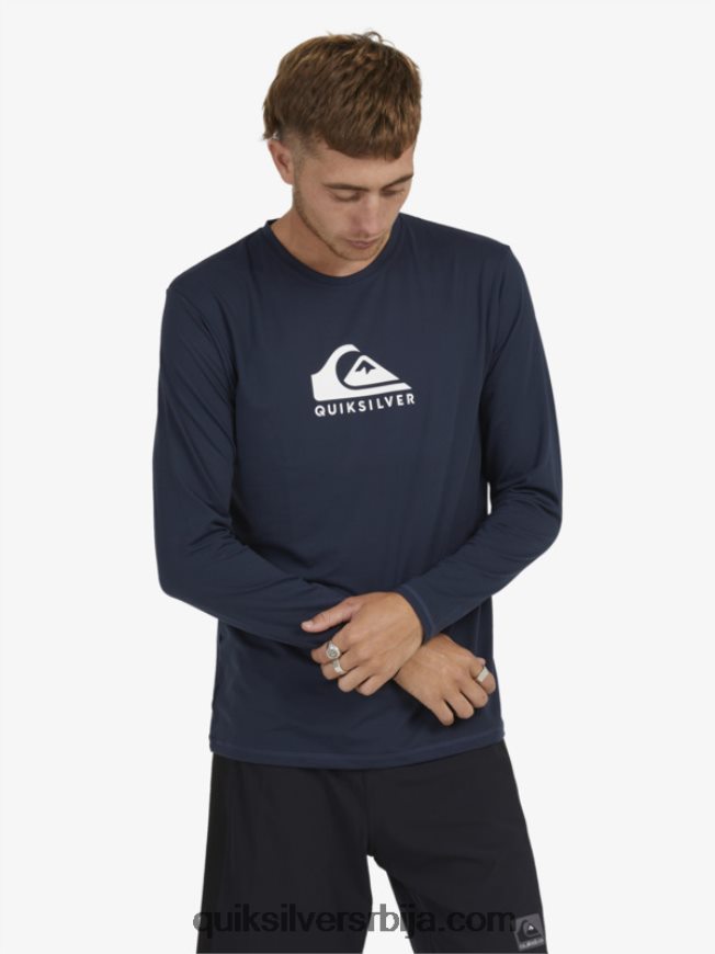 мушкарци Quiksilver чврста мајица дугих рукава упф 50 за сурфовање морнарски сако Z824VN1582