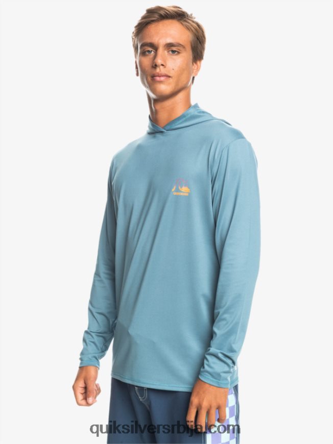 мушкарци Quiksilver Мајица за сурфовање са капуљачом и дугим рукавима упф 50 провинцијски плави вресак Z824VN1834