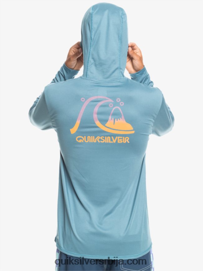 мушкарци Quiksilver Мајица за сурфовање са капуљачом и дугим рукавима упф 50 провинцијски плави вресак Z824VN1834