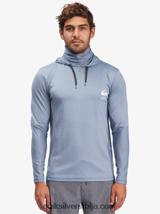мушкарци Quiksilver Ватерман англер мајица са капуљачом и дугим рукавима упф 50 за сурфовање заставник плави Z824VN1849
