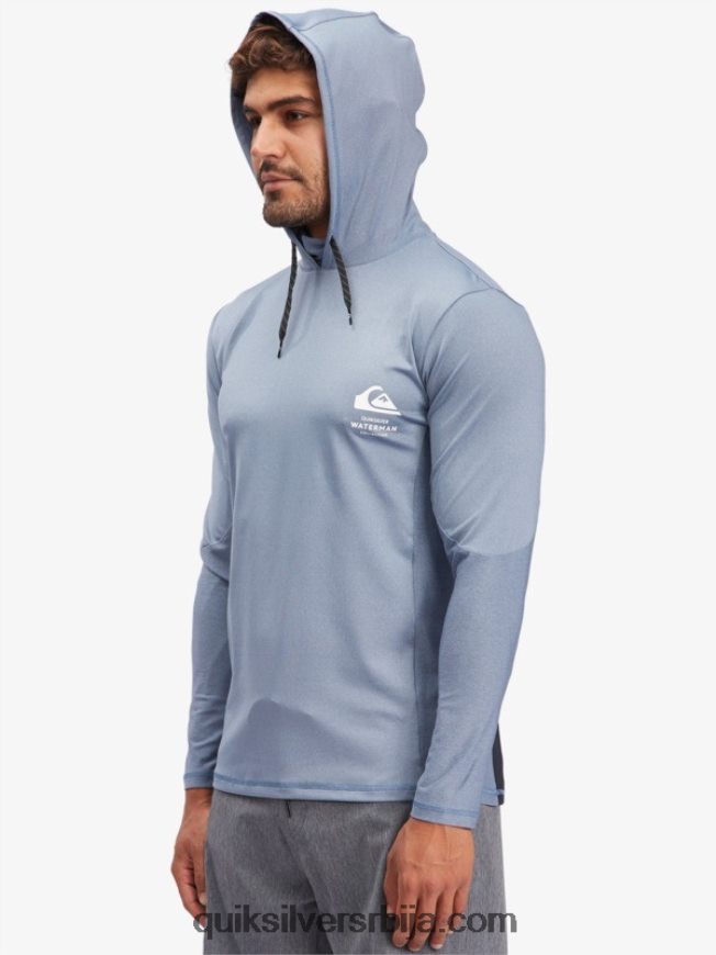 мушкарци Quiksilver Ватерман англер мајица са капуљачом и дугим рукавима упф 50 за сурфовање заставник плави Z824VN1849