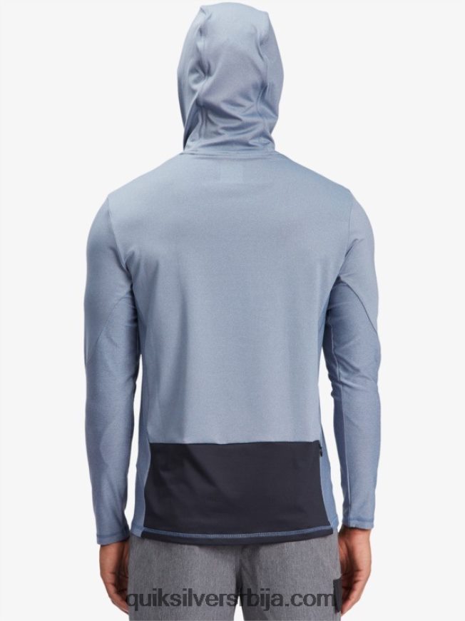 мушкарци Quiksilver Ватерман англер мајица са капуљачом и дугим рукавима упф 50 за сурфовање заставник плави Z824VN1849