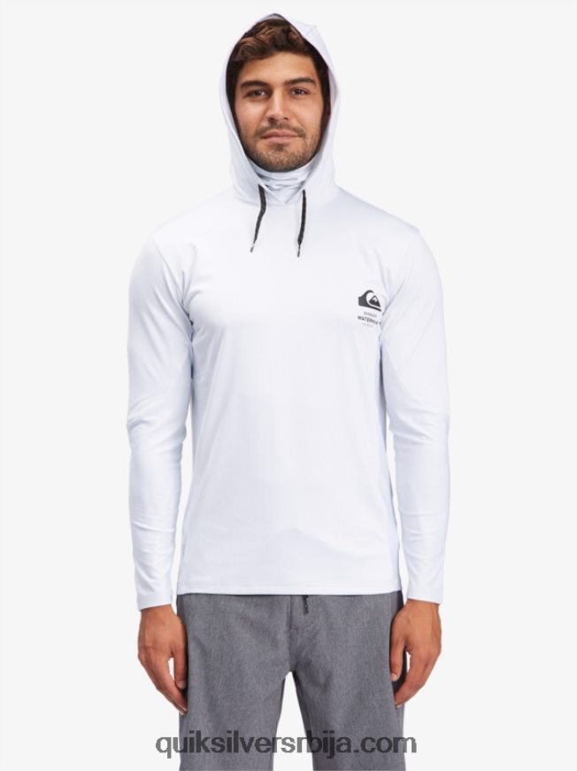 мушкарци Quiksilver Ватерман англер мајица са капуљачом и дугим рукавима упф 50 за сурфовање бео Z824VN1850