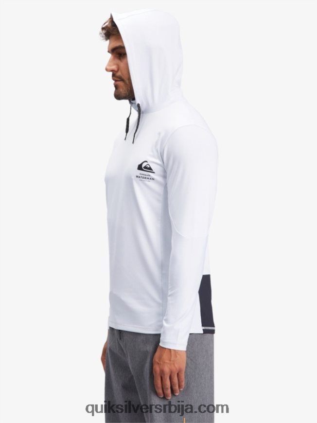 мушкарци Quiksilver Ватерман англер мајица са капуљачом и дугим рукавима упф 50 за сурфовање бео Z824VN1850