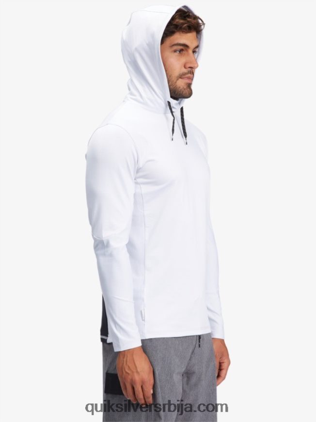 мушкарци Quiksilver Ватерман англер мајица са капуљачом и дугим рукавима упф 50 за сурфовање бео Z824VN1850