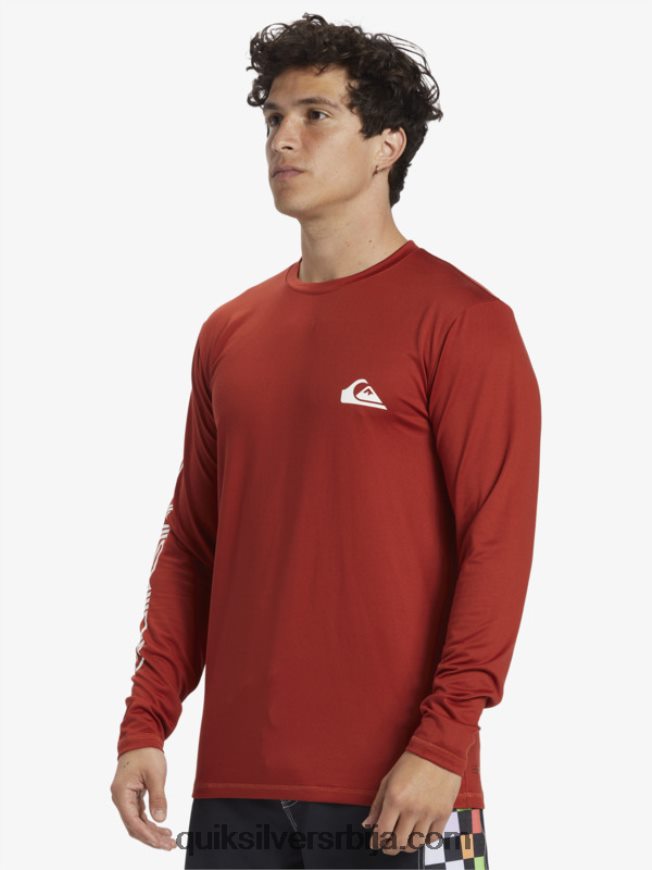 мушкарци Quiksilver омни сессион мајица дугих рукава упф 50 за сурфовање црвени окер Z824VN403
