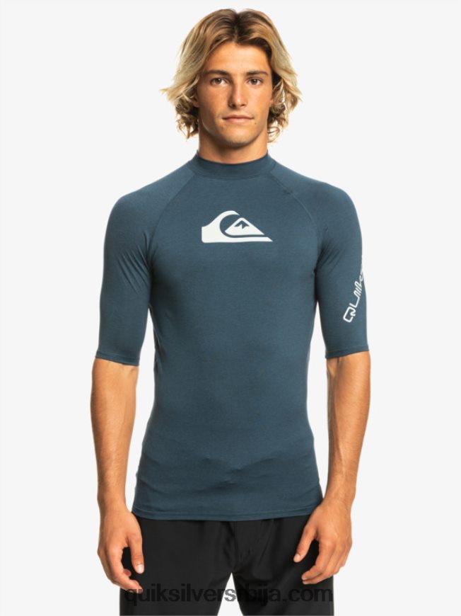мушкарци Quiksilver Алл тиме схорт слееве упф 50 расхгуард морнарски блејзер хеатхер Z824VN812