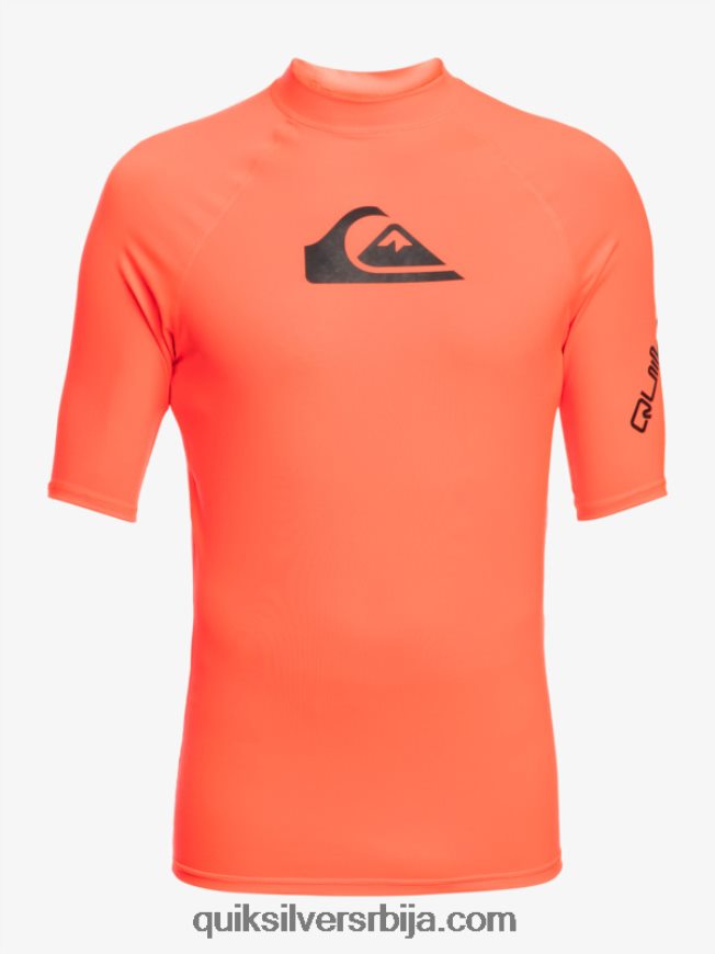 мушкарци Quiksilver Алл тиме схорт слееве упф 50 расхгуард ватрени корал Z824VN813