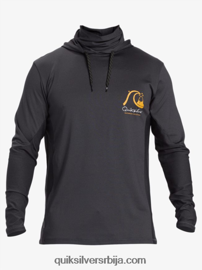 мушкарци Quiksilver Ватерман англер мајица са капуљачом упф 50 дугих рукава за сурфовање црн Z824VN830