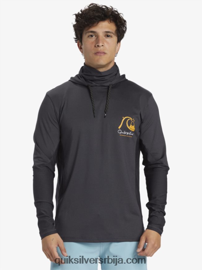 мушкарци Quiksilver Ватерман англер мајица са капуљачом упф 50 дугих рукава за сурфовање црн Z824VN830