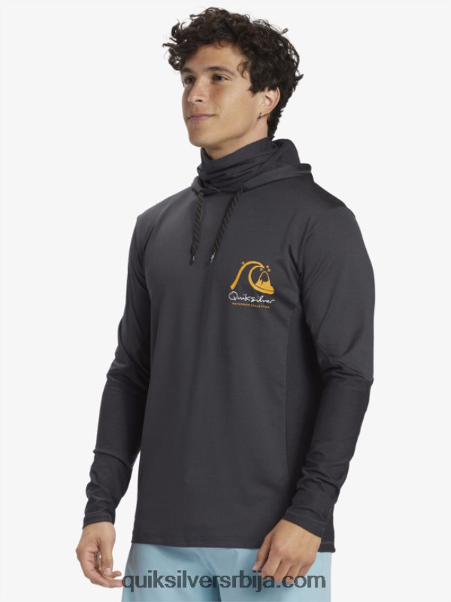мушкарци Quiksilver Ватерман англер мајица са капуљачом упф 50 дугих рукава за сурфовање црн Z824VN830