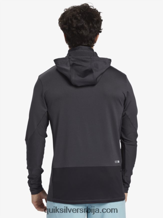 мушкарци Quiksilver Ватерман англер мајица са капуљачом упф 50 дугих рукава за сурфовање црн Z824VN830