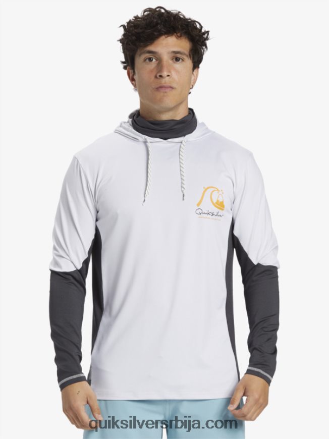 мушкарци Quiksilver Ватерман англер мајица са капуљачом упф 50 дугих рукава за сурфовање бео Z824VN831