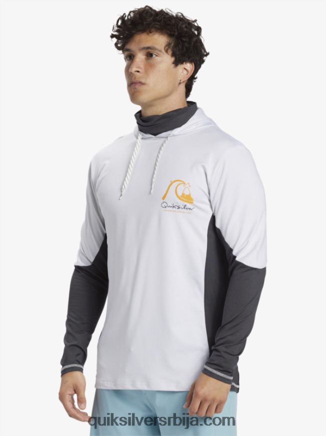 мушкарци Quiksilver Ватерман англер мајица са капуљачом упф 50 дугих рукава за сурфовање бео Z824VN831