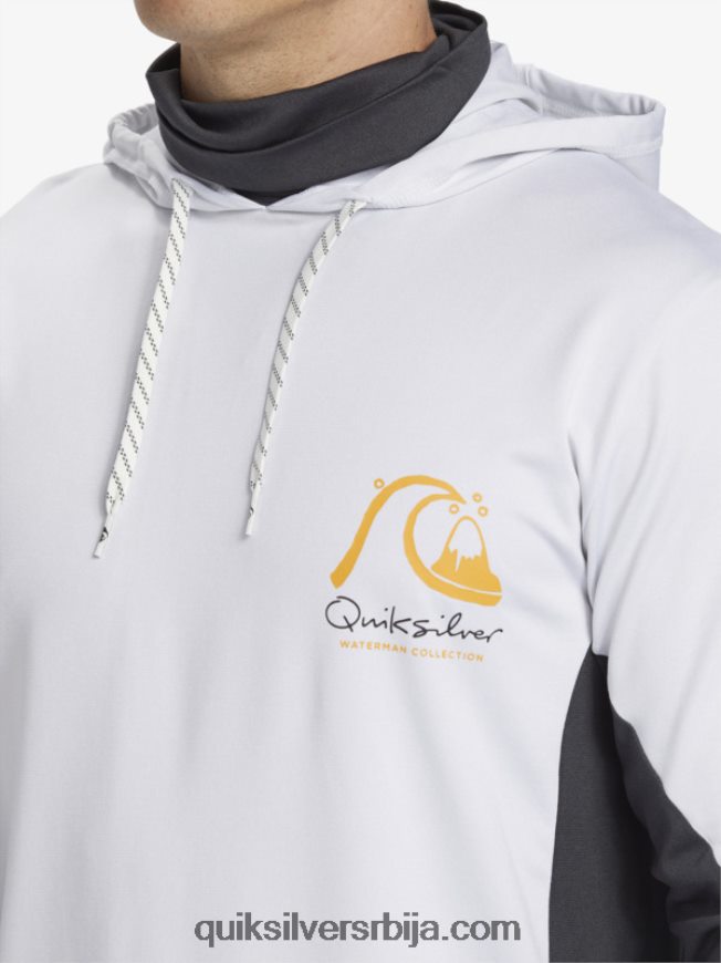 мушкарци Quiksilver Ватерман англер мајица са капуљачом упф 50 дугих рукава за сурфовање бео Z824VN831