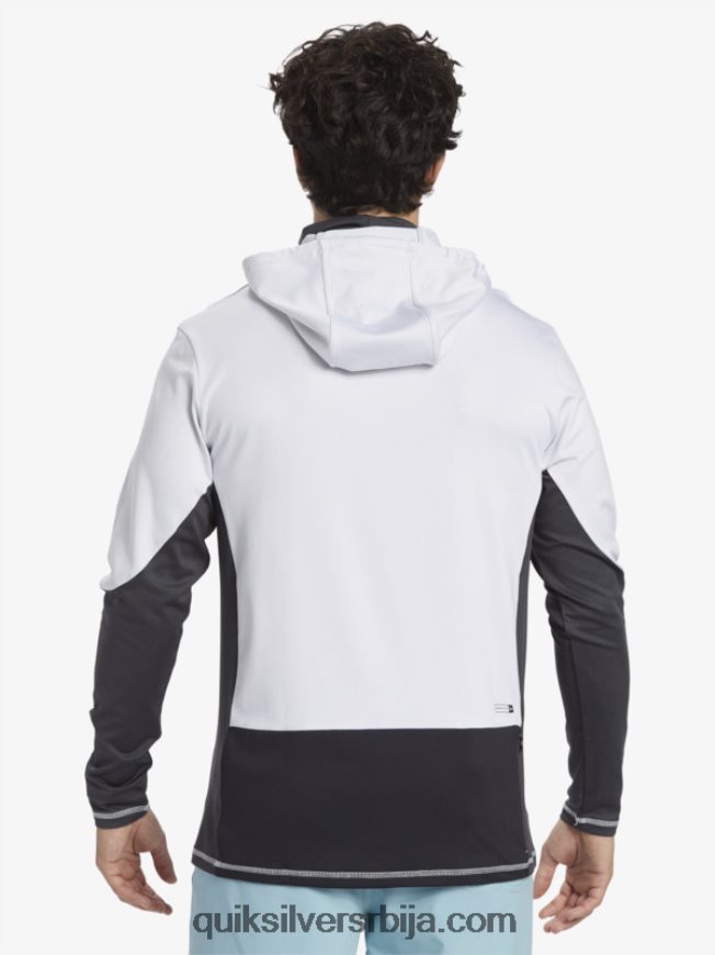мушкарци Quiksilver Ватерман англер мајица са капуљачом упф 50 дугих рукава за сурфовање бео Z824VN831