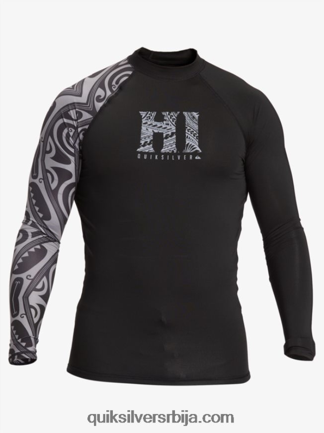 мушкарци Quiksilver Хаваии биг исланд упф 50 мајица дугих рукава за сурфовање црн Z824VN923