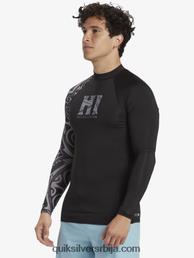 мушкарци Quiksilver Хаваии биг исланд упф 50 мајица дугих рукава за сурфовање црн Z824VN923