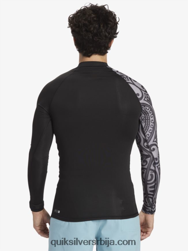 мушкарци Quiksilver Хаваии биг исланд упф 50 мајица дугих рукава за сурфовање црн Z824VN923