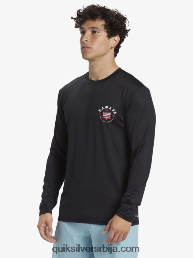 мушкарци Quiksilver Хаваии роиалти мајица за сурфовање са дугим рукавима упф 50 црн Z824VN924