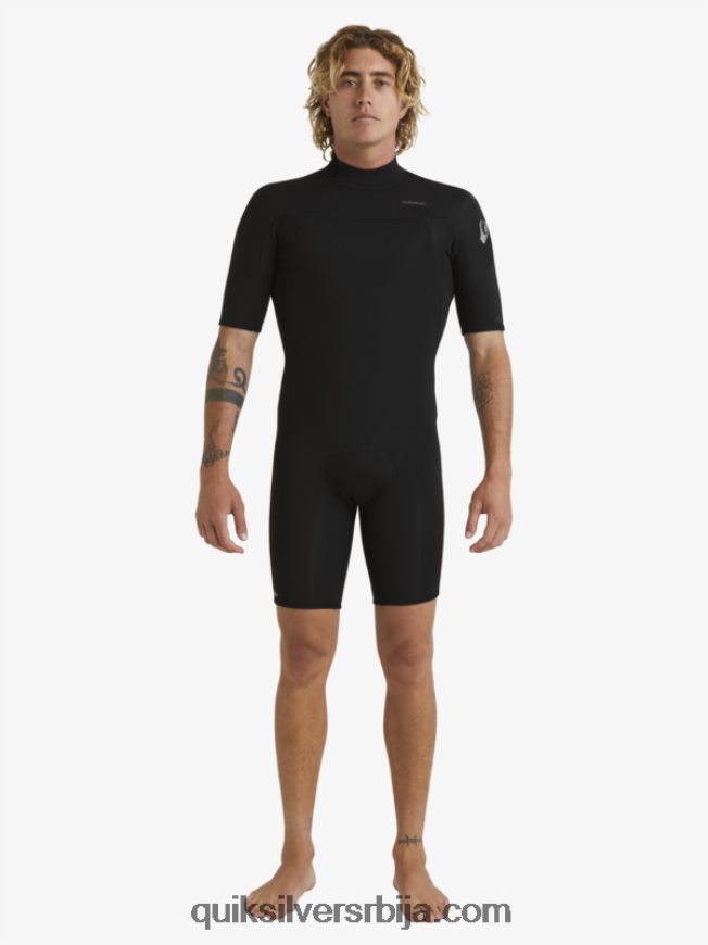 мушкарци Quiksilver 2/2мм одело са кратким рукавима са патент затварачем за свакодневне сесије црн Z824VN1432