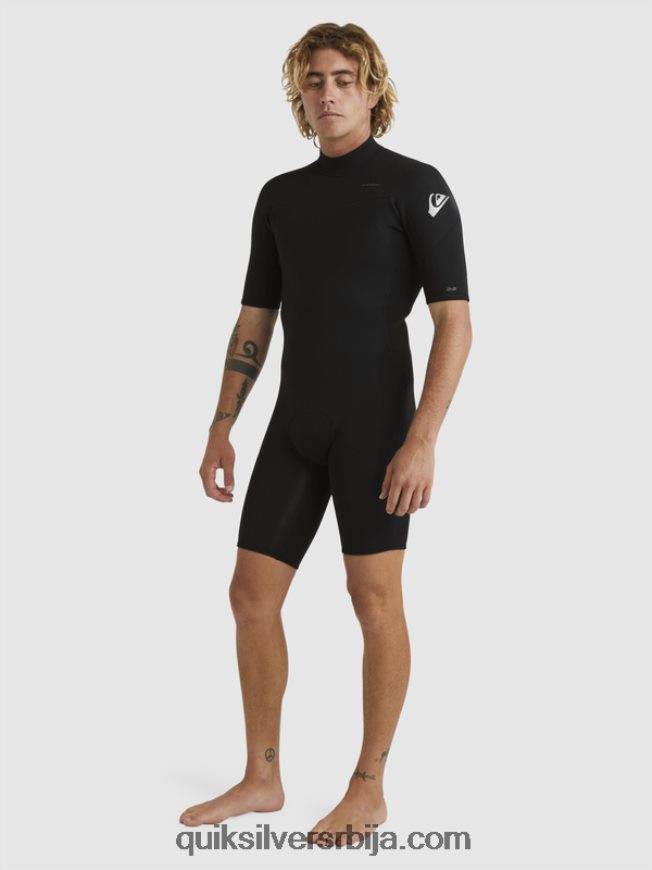 мушкарци Quiksilver 2/2мм одело са кратким рукавима са патент затварачем за свакодневне сесије црн Z824VN1432