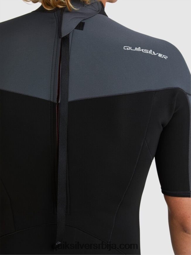 мушкарци Quiksilver 2/2мм одело са кратким рукавима са патент затварачем за свакодневне сесије црни/пиштољски метал Z824VN1433