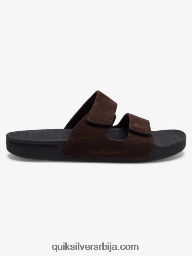 мушкарци Quiksilver риви кожне сандале са дуплим подешавањем браон црни Z824VN1287